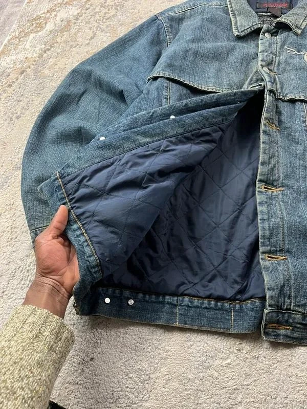 Vintage Avirex USA New York Embroidered Men’s Blue Khaki Denim Jacket Size XXL – photo 6